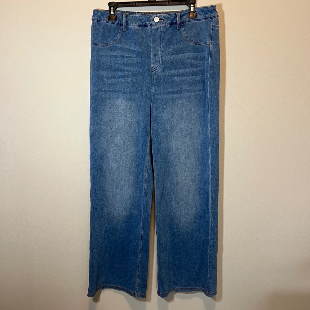 Halara Flex Denim High Waisted Wide Leg Pants Medium Wash XL NWT Jeans